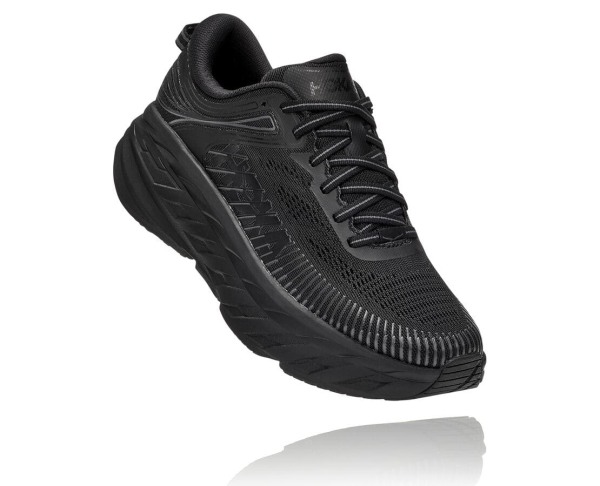 Hoka One One Bondi 7 Womens UK - Black Road Running Shoes - YOUBG4328